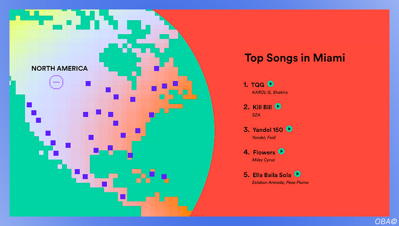 Top Songs in Miami — regional listening data visualized on a map