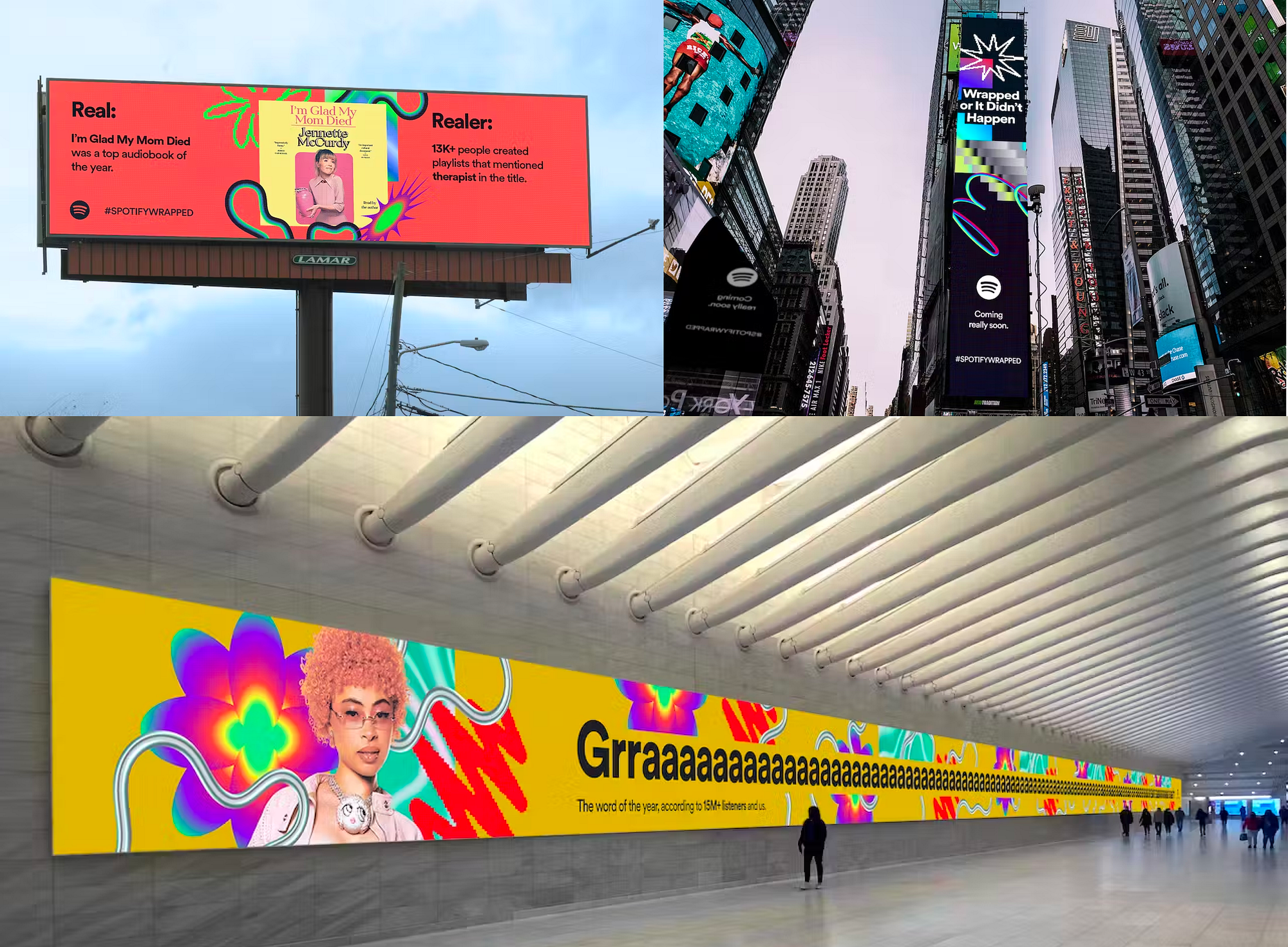 Spotify Wrapped billboards — Times Square and subway activations